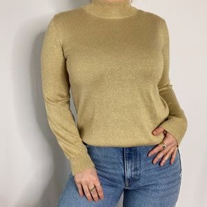 NWT Gold Metallic Turtleneck Sweater